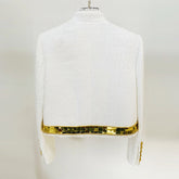 Stars Elegant Heavy Industry Metal Sheet Beaded StCollar Woolen Coat Jacket